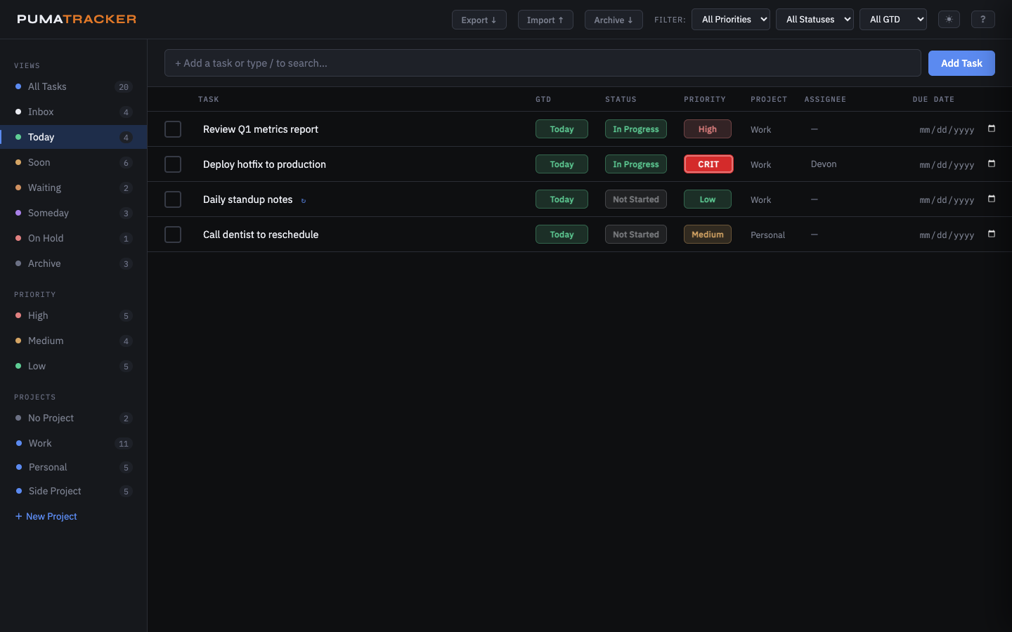 PumaTracker screenshot
